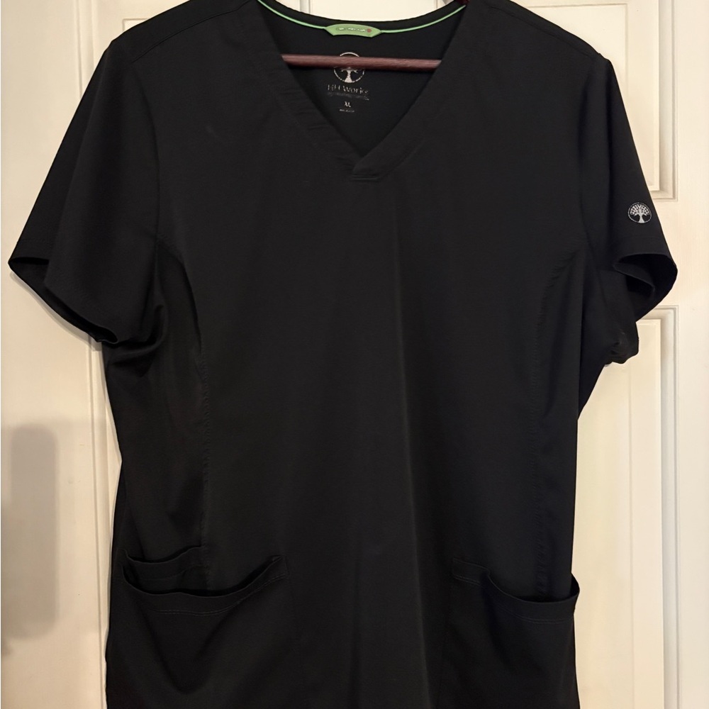 Healing Hands Womens Black V-Neck Scrub top